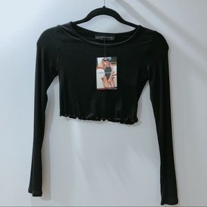 Naked Wardrobe Ribbed Off the Edges Crop Top